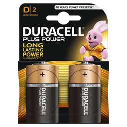 Duracell Alkaline Batteries Size D Pack 2 (Case 10 Packs)