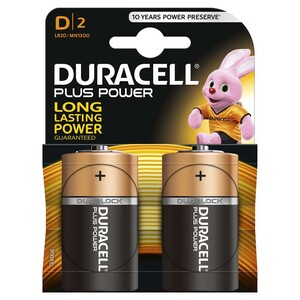 Duracell Alkaline Batteries Size D Pack 2 (Case 10 Packs)