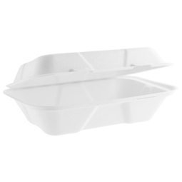 Bagasse Clamshell Rectangle White 9x6" (Case 500)
