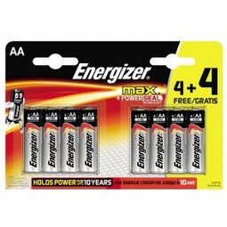 Energizer Batteries Size AA Pack 4 Plus 4 (Case 12 Packs)