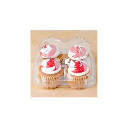 Cupcake Container Round Clear 4 Cavity (Case 250)