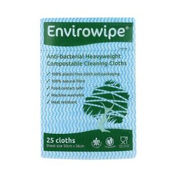 Eco Tech Envirowipe Anti Bacterial Compostable Cleaning Cloth Blue (Pack 50)
