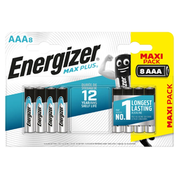 Energizer Batteries Size AAA Pack 4 Plus 4 (Case 12 Packs)