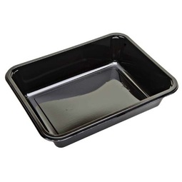 cPET Rectangular Food Produce Tray 2 Compartment Black  220x150x45MM (Ccase 360)